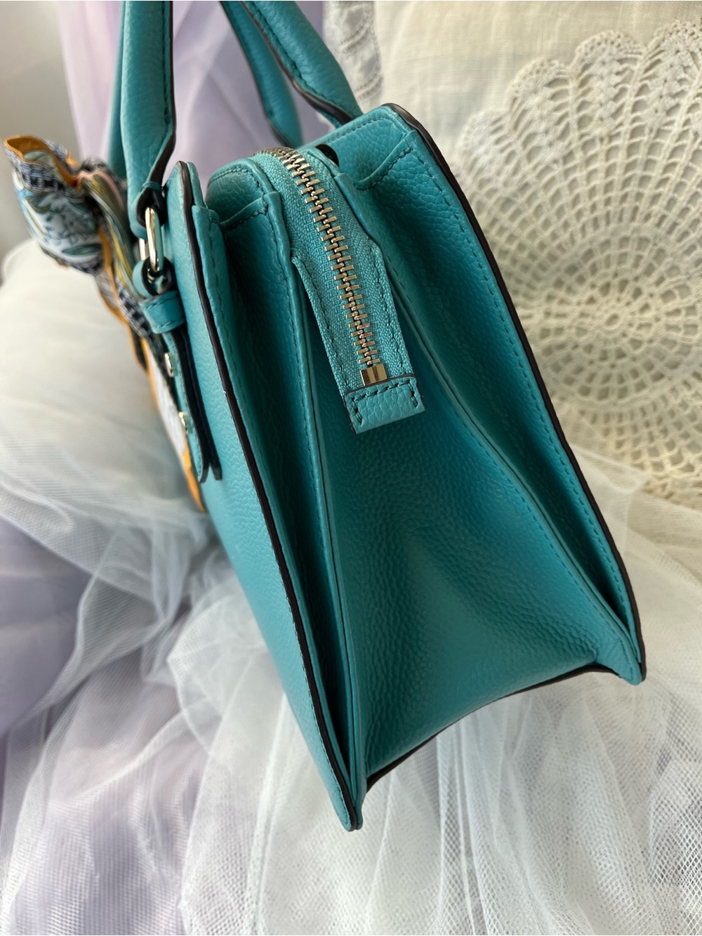 Kate Spade ♠️ Teal Leather satchel/Crossbody, EUC like NEW - Picture 10 of 12